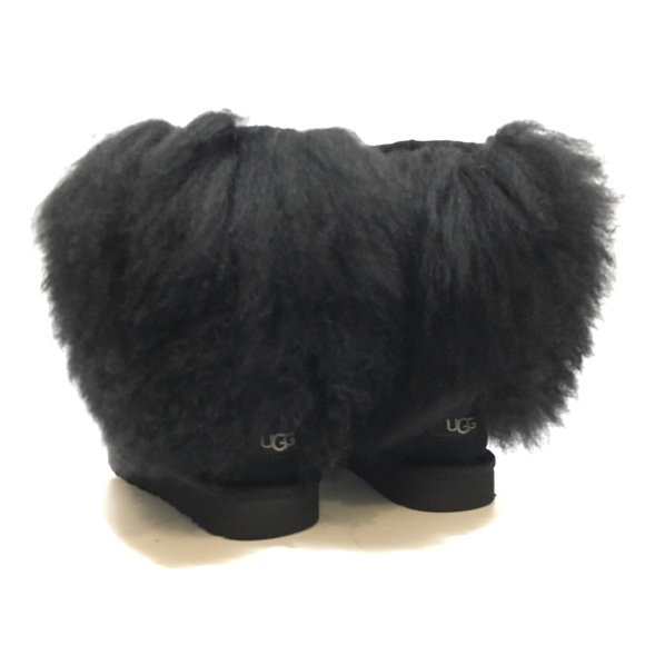 UGG MONGOLIAN CLASSIC SHORT SHEEPSKIN CUFF BOOTS -BLACK SUEDE -WOMENS US 5 -NEW - Picture 4 of 10
